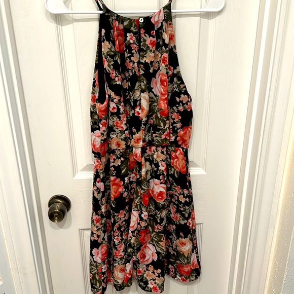 Blue rain floral halter dress - Picture 2 of 2